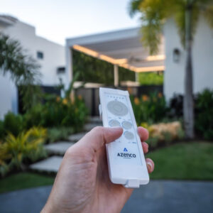 louvered pergola remote with lighting option