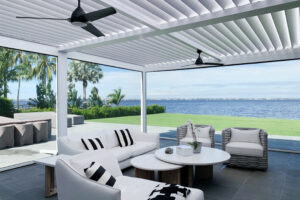 Motorized louvered roofs