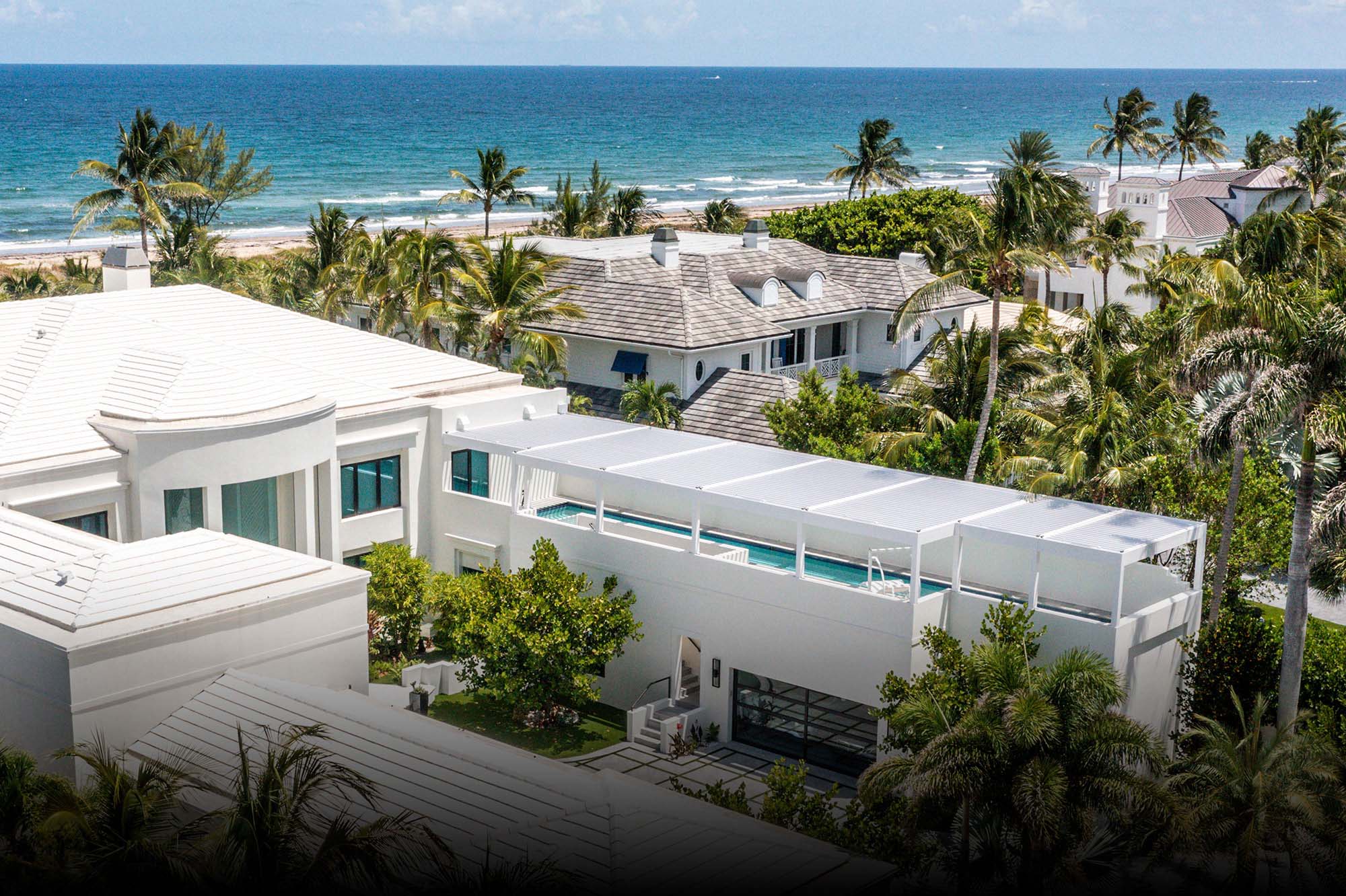 White louvered roof pergola in Delaray Beach, FL