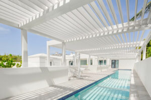 white louvered pergola - Delray Beach, FL