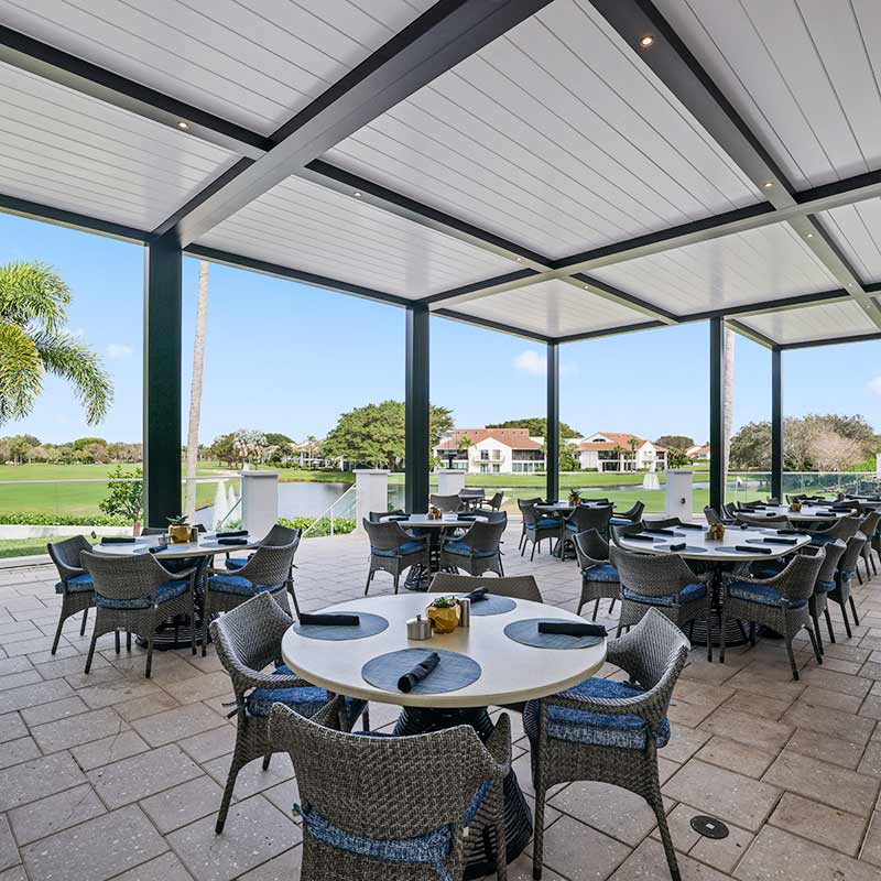 Unlike any other motorized louvered roof in the market, Azenco's advanced dual-walled louver system provides tighter sealing and better resistance to the elements.