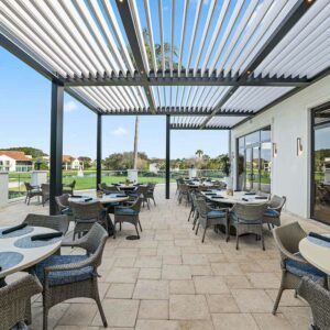 Commercial pergola project in Boca Raton, FL, at The Broken Sound Country Club - Custom patio cover by Azenco Outdoor